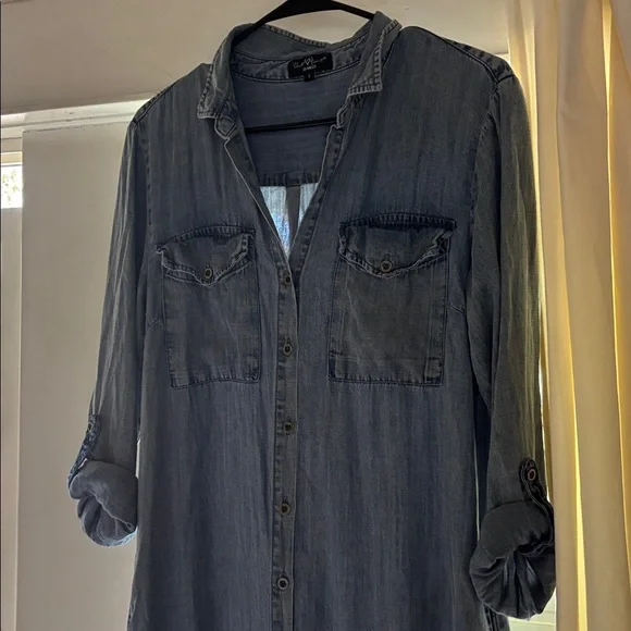 Denim maxi dress shirt dress Sz Sm - Picture 11 of 12